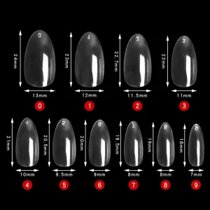 Short Nail Tips 600pcs Almond Full Cover Fake Nail Tips Press on Oval Shaped Clear Nail Tips