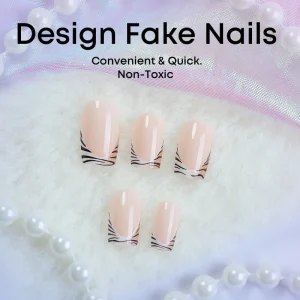 Short Rectangular Cross border Wearable ABS Square French Style Leopard Print 24pcs Press on Nails with Glue