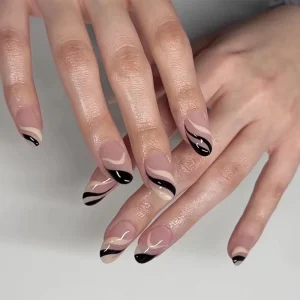 Short Round Wave Fake False Nail Artificial Fingernails Press on Nails Supplies