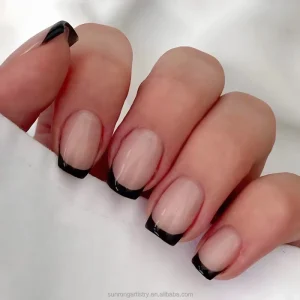 Short Square French Style Wearable Nails Wearable Nail Stickers Finished Nail Art Fake Nail Tips