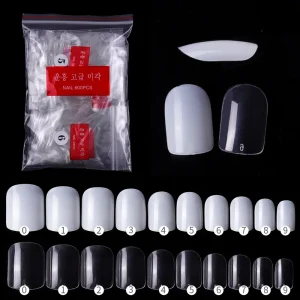 Short Square Full Cover False Nail Tips ABS Acrylic Blank Nail Tips for DIY Nail Art Professional Manicure Design