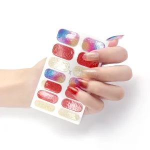 Showyboo Pastel Customized Available Nail Foil Gel Wrap Nail Gel Strip Logo Nail Art Sticker