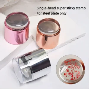Silicone Nail Stamp Jumbo Super Sticky Stamper with Cover and Steel Plate DIY Nail Art Stamping Kit for Crisp Transfers