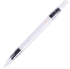 Simple 2 Way Nail Art Dotting Pen Set 5pcs Plastic Steel Crystal Plastic Flat Manicure Tools for Rhinestones Pickup