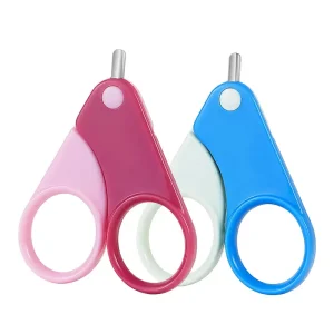 Small Cute Baby Nail Cutting Scissors Round Blunt Tip Plastic Handle Safety Kids Nail Clipper