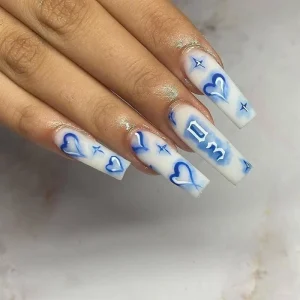 Smudge Heart Hot Girl Acrylic High Quality False Artificial Tips Art Press on Nails