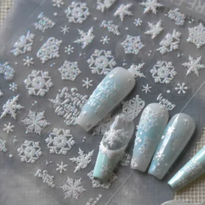 Snowflakes Nail Art Sticker 5d Emboss Sticker Pearl Diamond Christmas Snowflake Nail Art Decoration