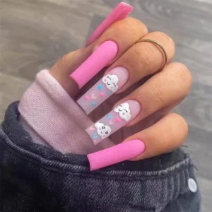 Soft Cloud Smiley Face Acrylic False Artificial Tips Art Press on Nails