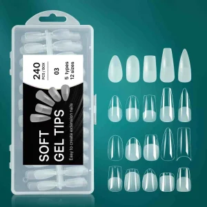 Soft Gel Nail Tips Full Cover Square Mini Solid Pre Buffed Half Matte Extension 240Pcs Lightweight Flexible DIY Professional Use