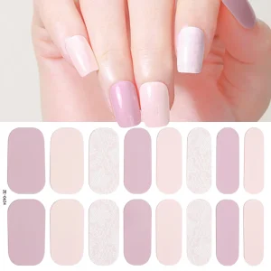 Solid Color 16 Piece Nail Tips Design Macaron 8 Colors Nail Art Stickers Macaron Stickers for Nails
