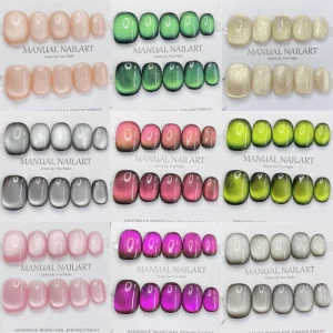 Solid Color Cat’s Eye Simple 10pcs Handmade Acrylic Fingernails False Nails Press on Nails