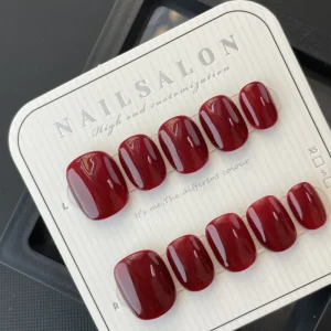Solid Color Series Press on Nails Red Simplicity Elegant Handmade Press on Nails Short