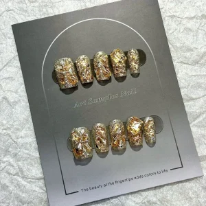Sparkly Short Stiletto Square Press On Acrylic Nails Crystal Details Easy Apply Glue Included Daily Special Finger