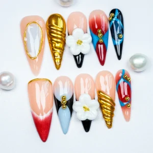 Special Handmade False Nails Press on Fake Nails for Fingers with Diamond Decoration Luxury Acrylic Nail With Accessories