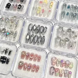 Special Handmade False Nails with Diamond Decoration Luxury Press on Fake Nails for Finger Application Boxed Design