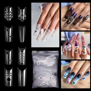 Special Shape False Nails Star Hollow Design Transparent Lace ABS French Tip Artificial False Nail Tip Finger Design