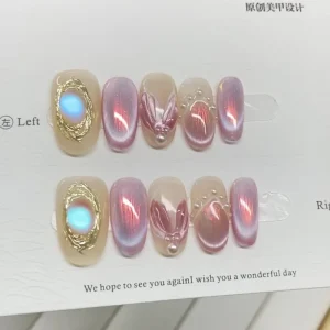 Spring Butterfly & Flower Handmade Wearable Nails Watercolor Nail Art High Quality False Nails for Women