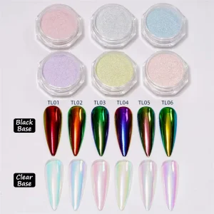 Spring Summer Aurora Fairy Moon Laser Magic Mirror Powder Acrylic Nails Glitter Decorative Color Nail Art