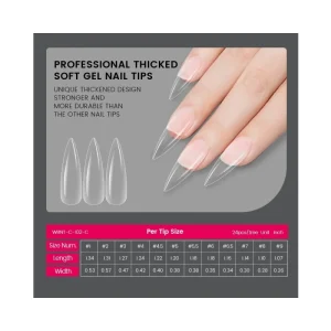 Square Pattern Manicure Tools Acrylic Clear Thick Soft Gel Nail Tips Flexible Durable Ballerina Shape