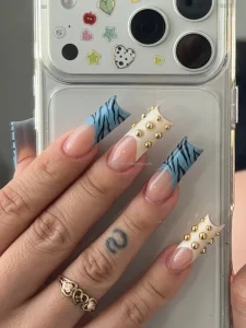 Square Tip 3D Floral Handcrafted Press on Nails Medium False Nails