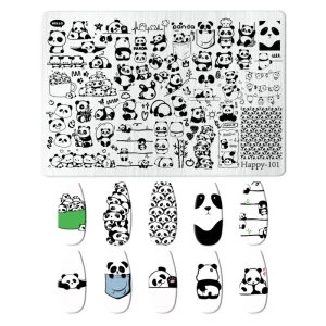 Stainless Steel Cartoon Lace Butterfly Flower Snake Panda Nail Art Stamping Plates Stencil Mold DIY Custom Logo Tools