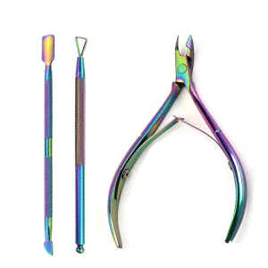 Stainless Steel Cuticle Nipper Clipper Dead Skin Remover Scissor Cutter Rainbow Plier Metal Nail Art Manicure Pedicure Tools
