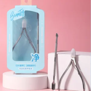 Stainless Steel Cuticle Nipper Double Head Nail Pusher Set For Manicure Pedicure Dead Skin Removal