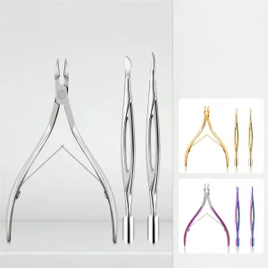 Stainless Steel Cuticle Nipper and Pusher Set Dead Skin Removal Kit for Manicure Pedicure Nail Prep Tools