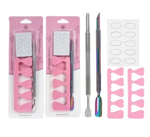 Stainless Steel Cuticle Pusher Eyelash Extension Tweezers Nail Remover Manicure and Pedicure Tools Set Nail Care Set Tools