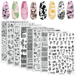Stainless Steel DIY Printing Tool Nail Stamper for Printed Steel Plate with Lace Butterfly Snake Transfer Design