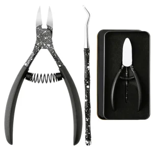 Stainless Steel Nail Clippers and Pusher Set with Wide Jaw Opening Professional Manicure Tool for Thick Finger Nails