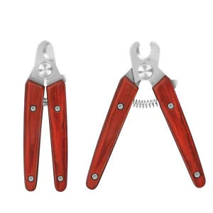 Stainless Steel Pet Nail Cutter with Wooden Handle Claw Care Scissors for Thick Nails Dog & Cat Grooming Nail Trimmer