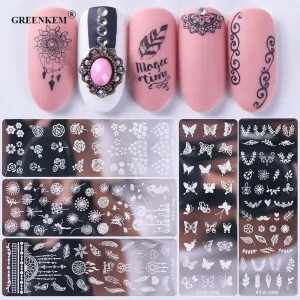 Stamping Plates Nail Stamp Template Kit DIY Stainless Steel Flower Leaf Butterflies Snowflake Nail Art Stamping Template