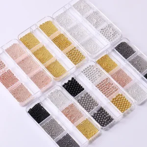 Steel Gold Bead Silver Beads 3D Decal Stickers Nails Art Decoration