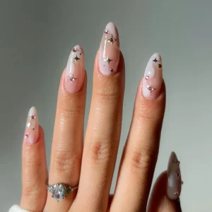 Stick on Fake False Nails High Quality Medium Almond Soft Gel 3D Rhinestone Luxury Handmade Acrylic Press on Nails