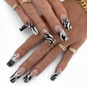 Sticker Rainbow Ballerina Full Cover Press on Nail Art Tips Artificial Long Coffin Designed Press on Nails