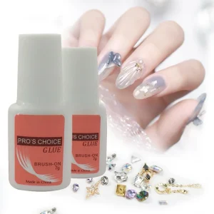 Strong 7g Clear Nail Glue Adhesive for Diamond Jewelry Sturdy Nail Plate With Quick Drying Brush for Nail Art