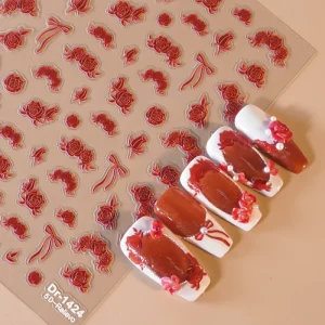 Summer French Rose Flower Nail Stickers Fresh Floral Nail Art Decals for Elegant DIY Manicure