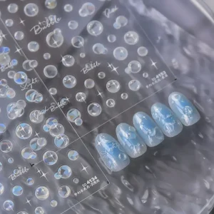 Summer Jelly Bubble Nail Sticker Fashion Semi Transparent Bubble Nail Art Design Nail Decals
