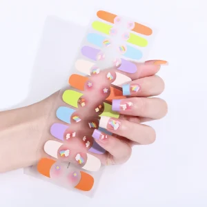 Summer Personalized 3D Thin Pet Finger Decoration Sticker Colorful Neon Rainbow Cameo Design Made of Durable Plastic