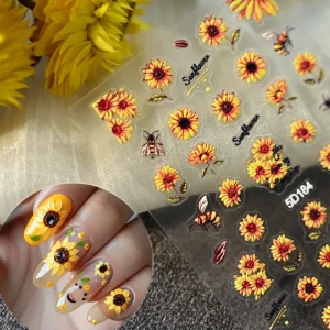 Sunflower Nail Stickers Blossom Florals Nail Art Water Decals Transfer Foils Sliders Decorations for Manicure