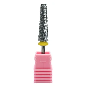 Super Long 5-in-1 Tungsten Carbide Nail Drill Bits (Tapered Flat Top Cross-Cut Teeth 3/32″) Silver Acrylic Nail Tips
