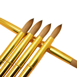 Supplier 100% Kolinsky Nail Brush Best Quality Acrylic Nail Brushes Pure Kolinsky Hair Gold Metal Nail Acrylic Brushes
