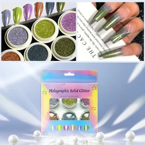 TCL Holographic Solid Metallic Effect Magic Mirror Eco friendly PET Mica Powder Shiny Gold Silver Chrome Glitter Nail Art
