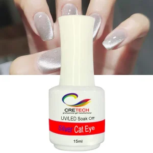 TPO & HEMA Free Professional UV Nail Gel Manufacturer 9D Crystal Silver Cat Eye Gel Nail Lacquer For Nail Art Design