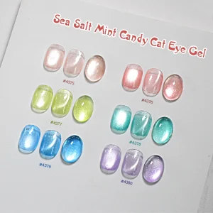 TPO Hema Free DIY LED Cat Eye Gel Polish 6 Colors Sea Salt Mint Candy Cat Eye Gel Salon Supplies OEM 15ml