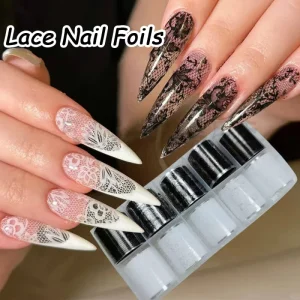 TSZS 10 Rolls 2.5cm*50cm Nail Art Transfer Foil Sticker Lace Star Pattern Easy Transfer Paper for Salon DIY Manicure Decoration
