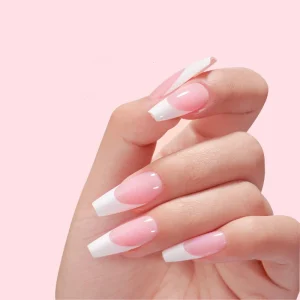 TSZS 9 Grids French Gel X Tips Press on Nails Long Almond Square Nude Pink French Toe Nail Tips Fake Nails