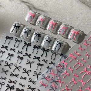 TSZS Multicolor Cute Ribbon Bow Nail Art Stickers Y2K Nail Design Self Adhesive DIY Manicure Decorations for Valentine’s Day