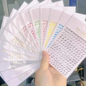 TSZS Newest High Quality Summer Nail Art Decoration Laser English Letters Alphabet Nail Decals Salon DIY Designers Nail Stickers